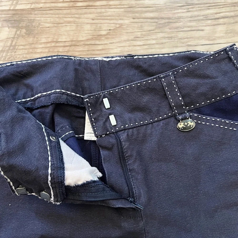 Equine Couture Blakely Knee Patch Breeches Contrast Saddle Stitch Horse Size 30 - Picture 9 of 9